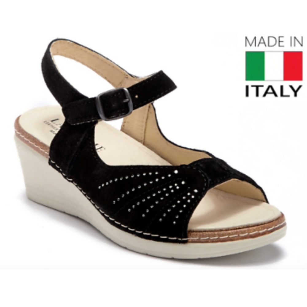 La Plume Perforated Suede Comfort Women's Sandals